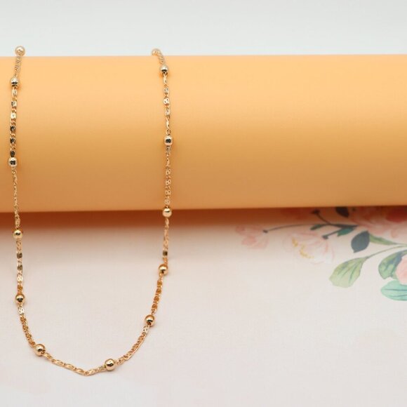"Rose Gold Beaded Chain Necklace, XPNL0189 - Picture 9 of 12